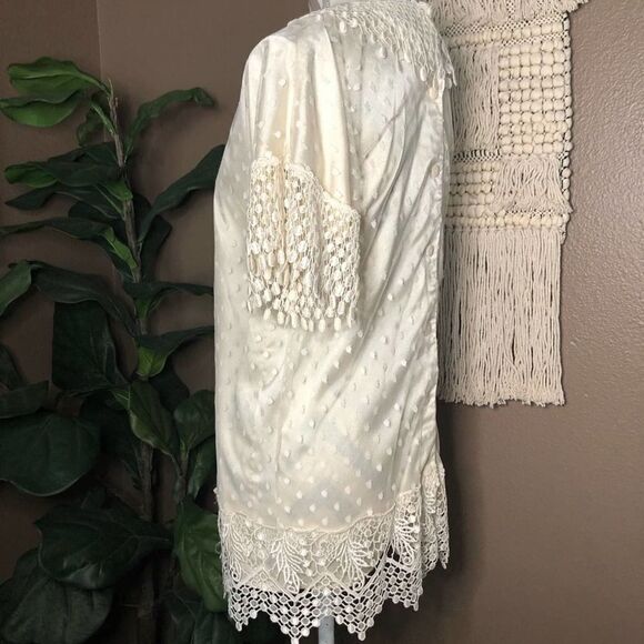 Jessica McClintock Cream Lace Overlay Blouse - Picture 7 of 9